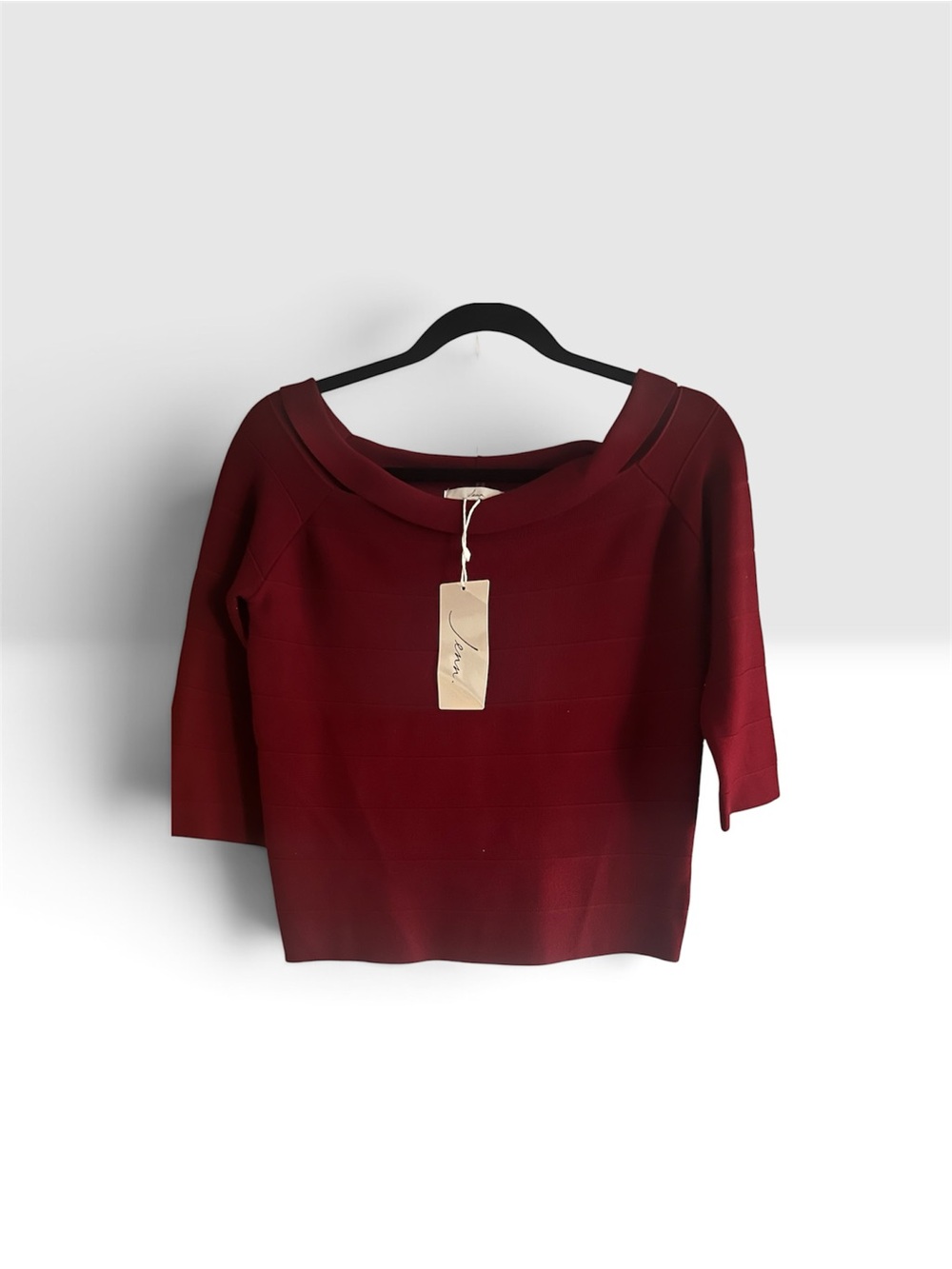 Jenni Wine Red Scoop Neck Short Sleeve Knit Top